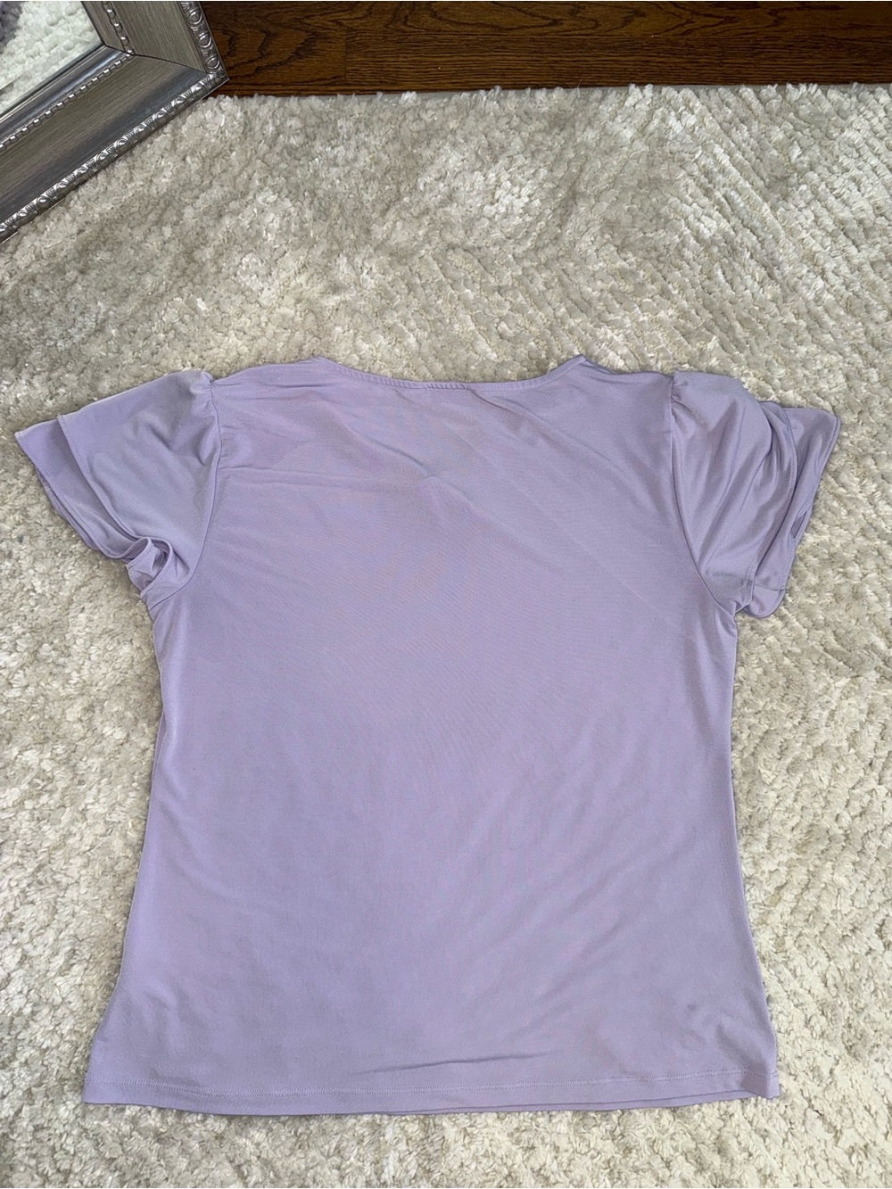 Calvin Klein Light Lavender V-Neck Short Sleeve Top - Picture 3 of 3